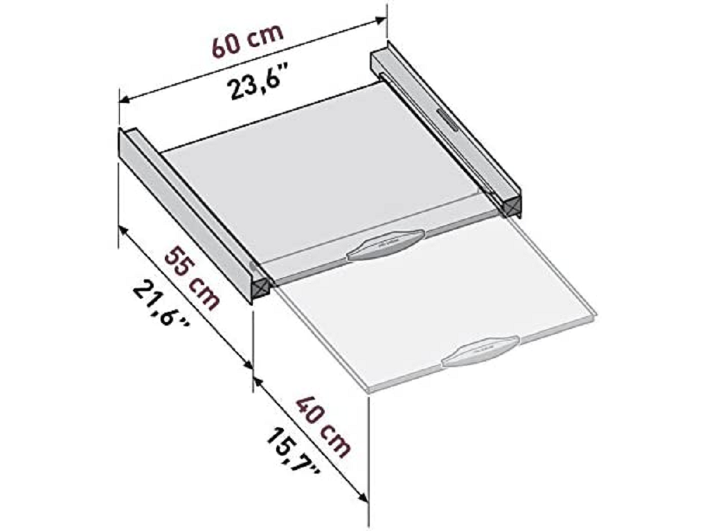 Kit di Sovrapposizione per Lavatrice e Asciugatrice+Ripiano Estraibile Base Torre Pro L60 | Meliconi - immagine 4